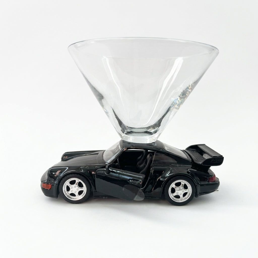 Porsche 911 Turbo Martini Glass - Limited 25th Anniversary Edition - Black