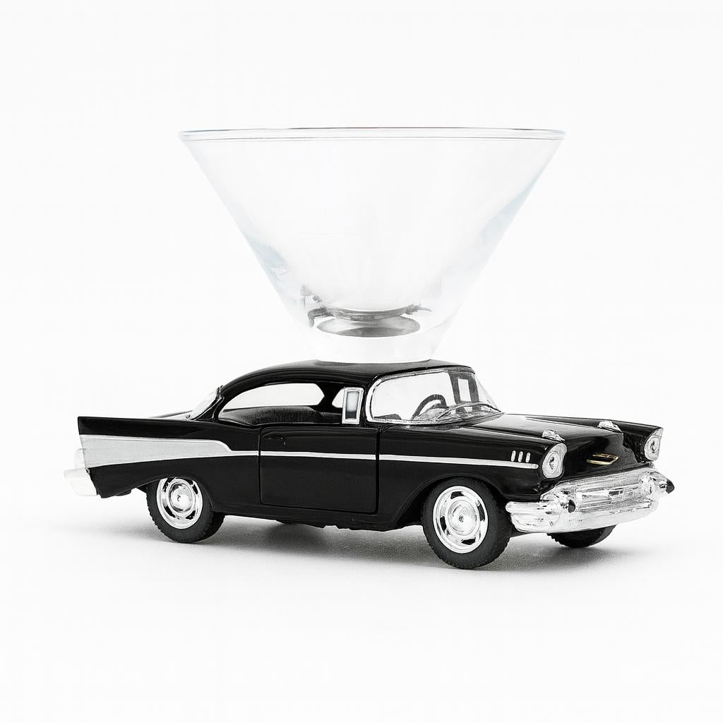Chevy Bel Air Coupe Martini Glass - Black