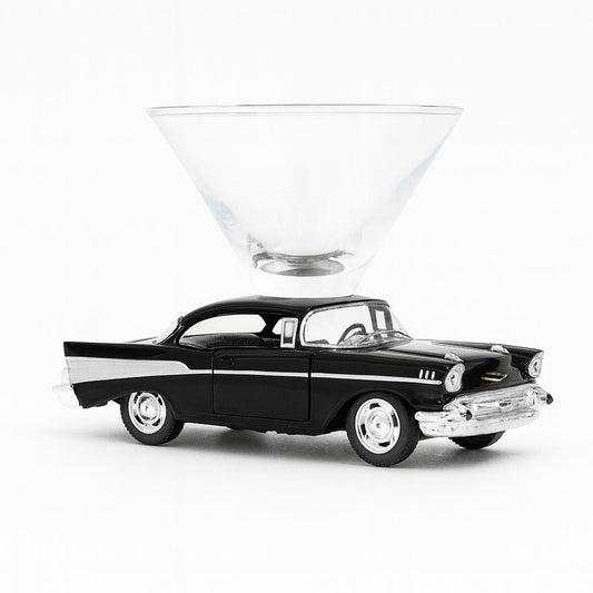Chevy Bel Air Coupe Martini Glass - Black