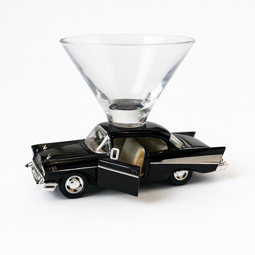 Chevy Bel Air Coupe Martini Glass - Black