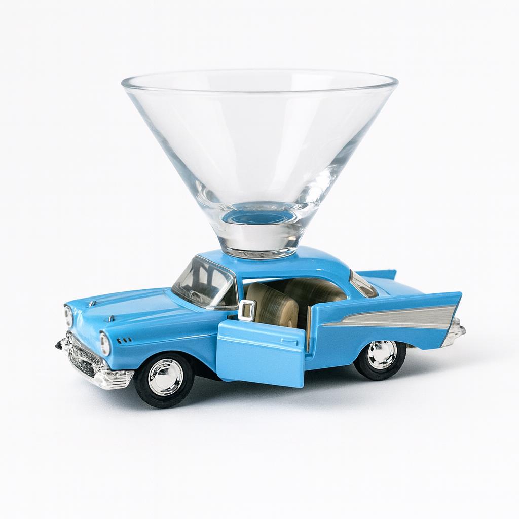 Chevy Bel Air Coupe Martini Glass- Blue