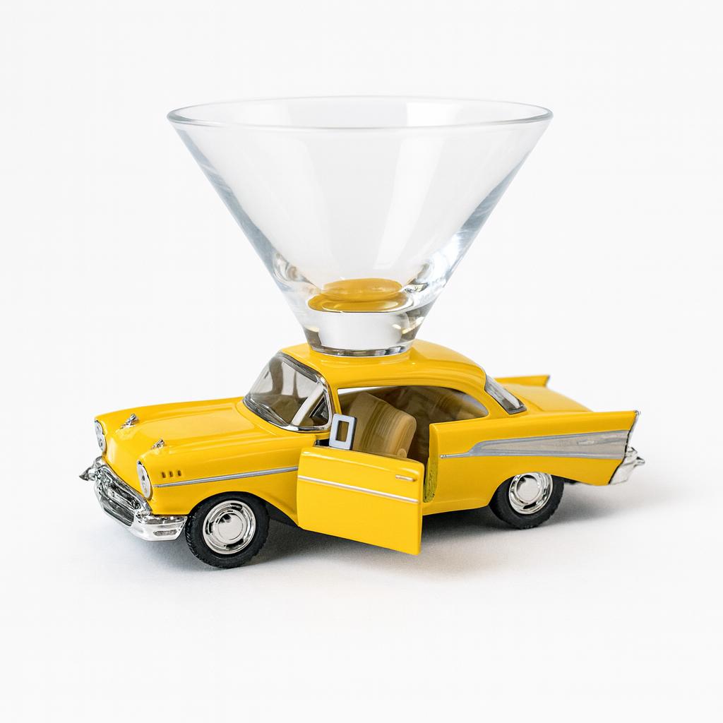 Chevy Bel Air Coupe Martini Glass- Yellow