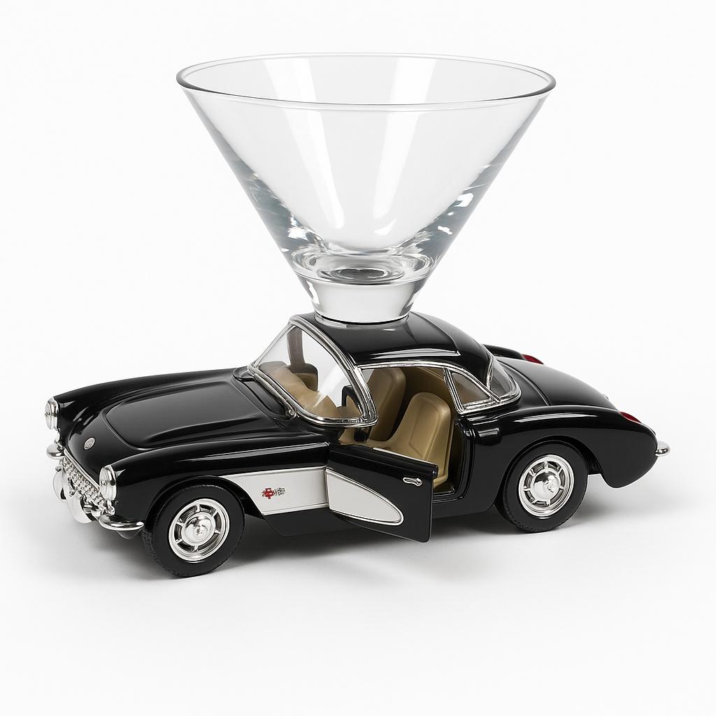 Chevy Corvette  Martini Glass - Black