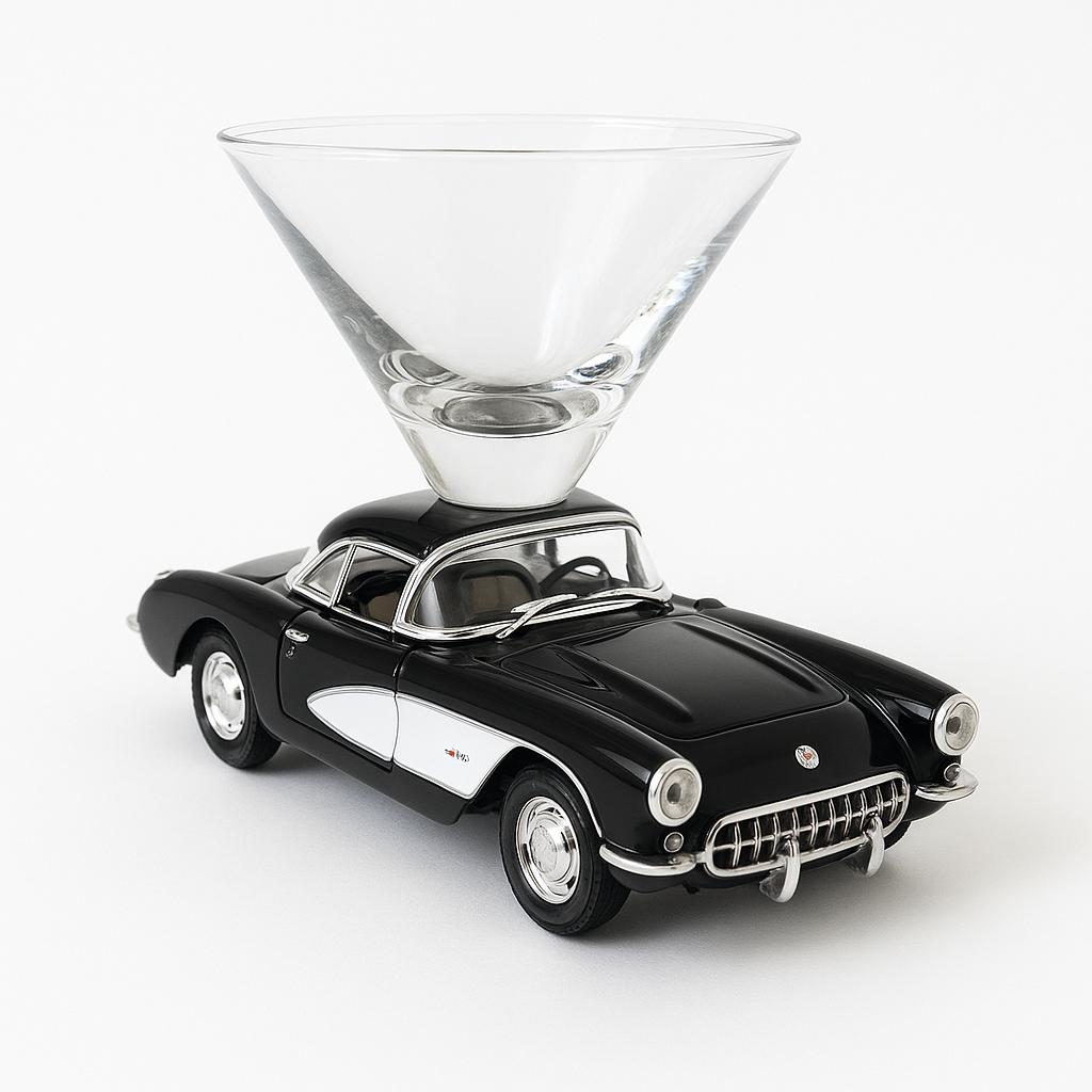 Chevy Corvette  Martini Glass - Black
