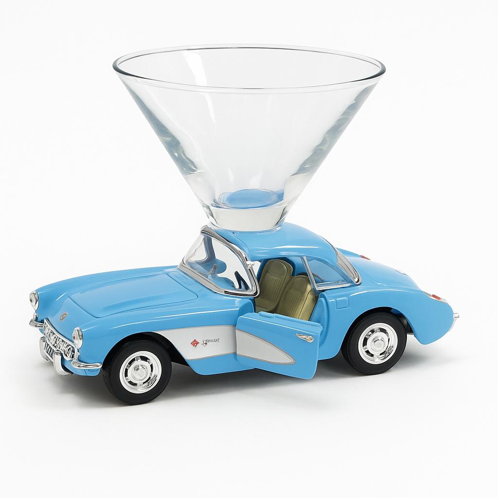 Chevy Corvette Martini Glass  - Blue