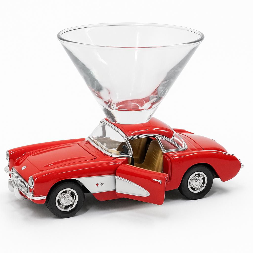 Chevy Corvette Martini Glass - Red
