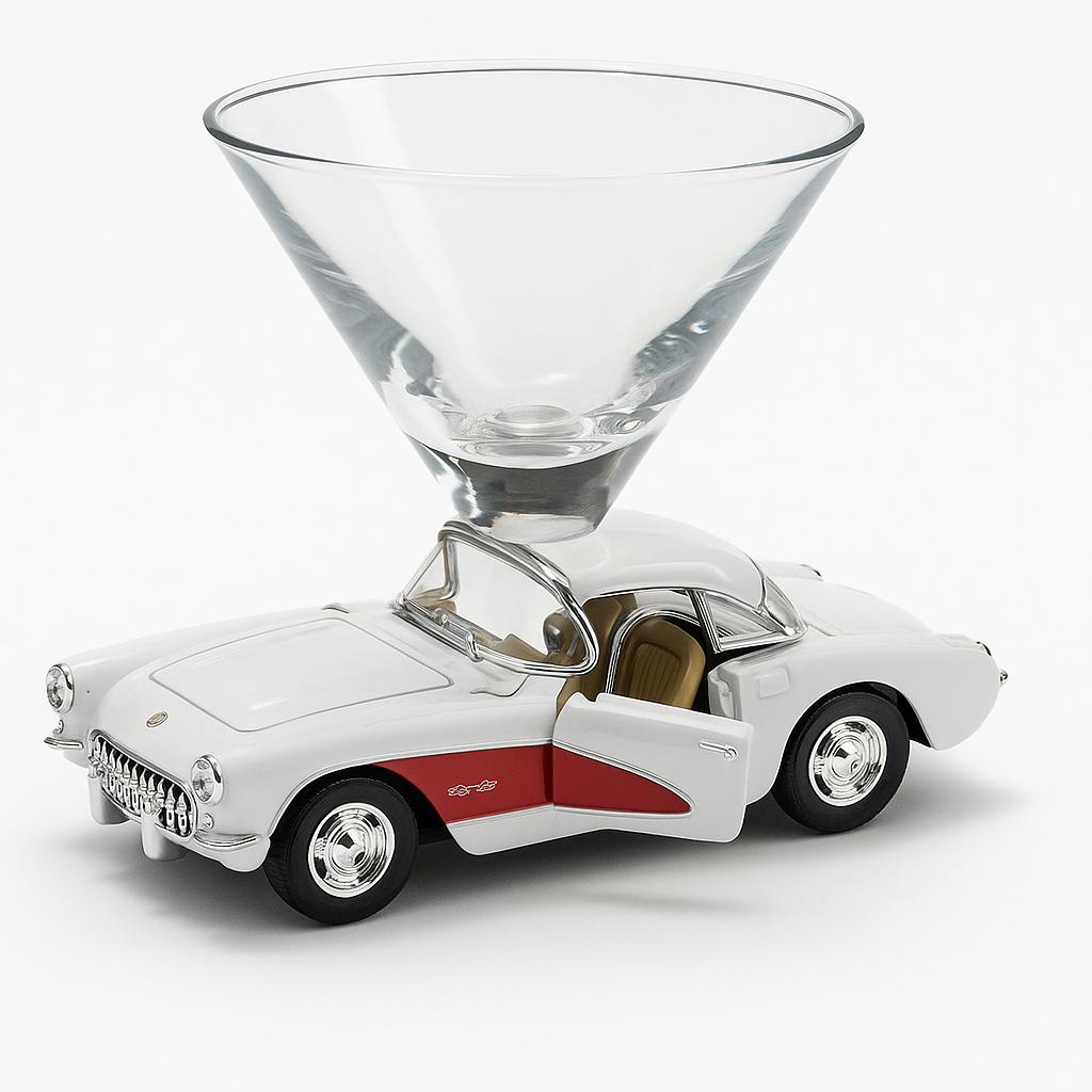 Chevy Corvette Martini Glass - White