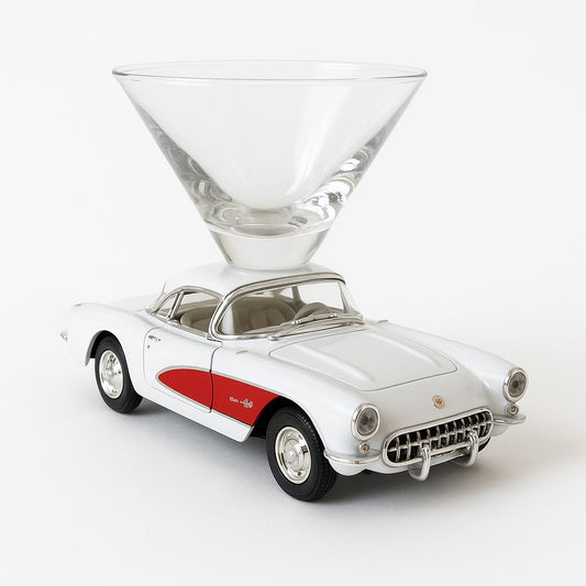 Chevy Corvette Martini Glass - White