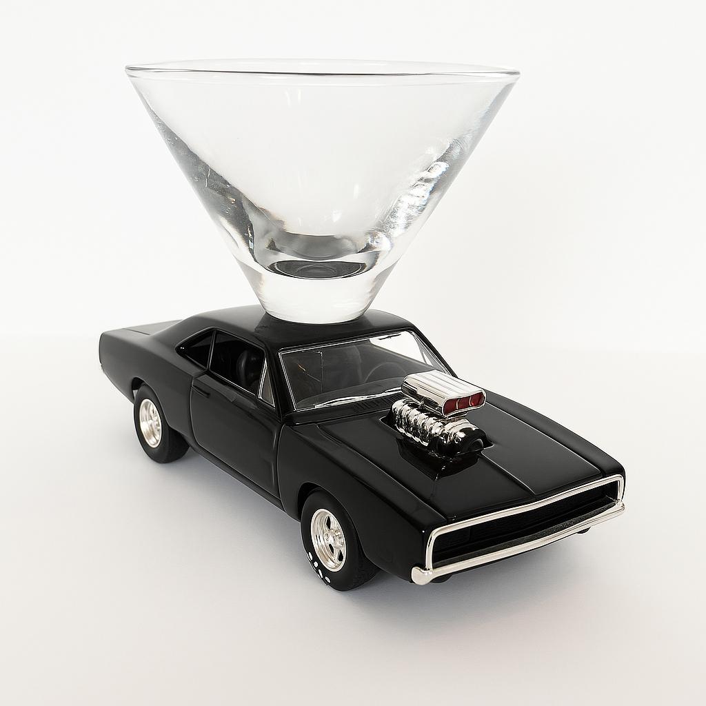 Dodge Charger Martini Glass - Black