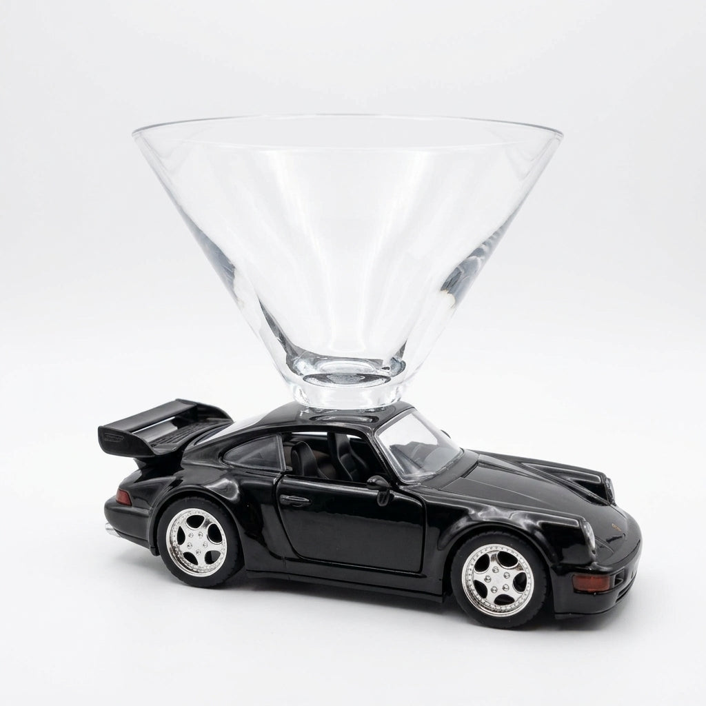 Porsche 911 Turbo Martini Glass - Limited 25th Anniversary Edition - Black