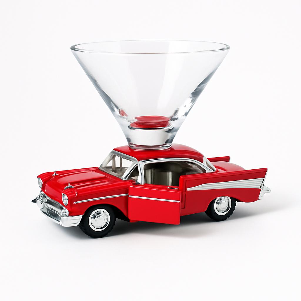 Chevy Bel Air Coupe  Martini Glass - Red