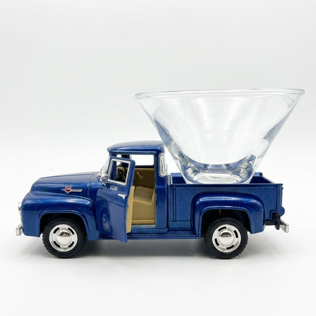 Ford Pickup Truck Martini Glass - Blue