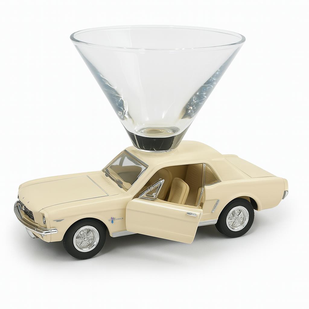 Ford Mustang Martini Glass - White