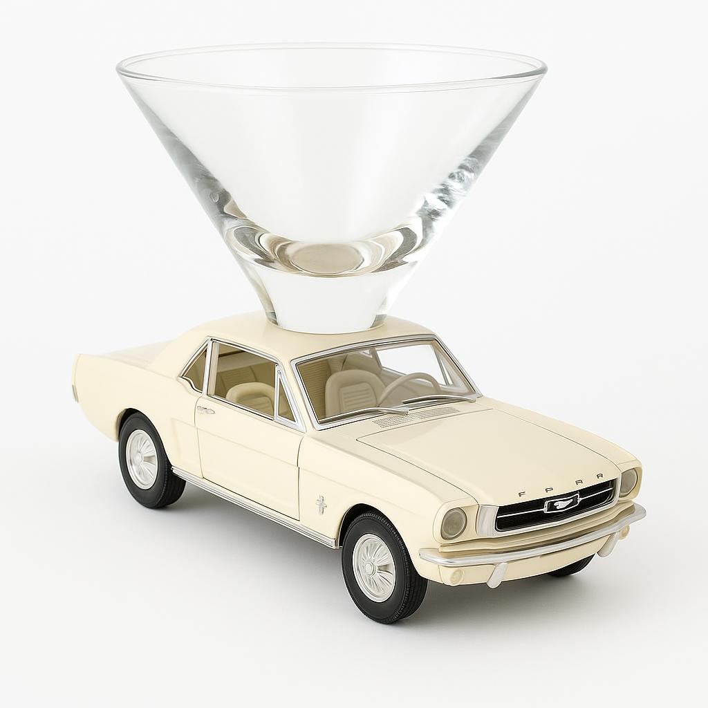 Ford Mustang Martini Glass - White